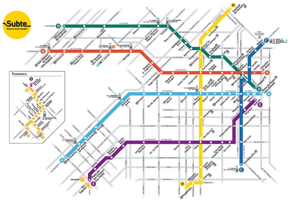 mapa do metrô de buenos aires
