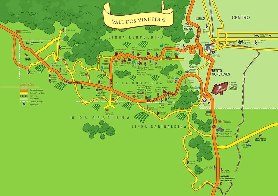 mapa das vinícolas vale dos vinhedos
