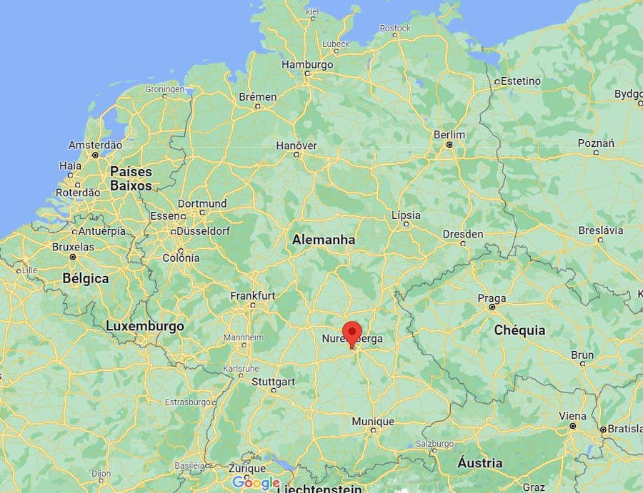 Mapa Nuremberg Alemanha 