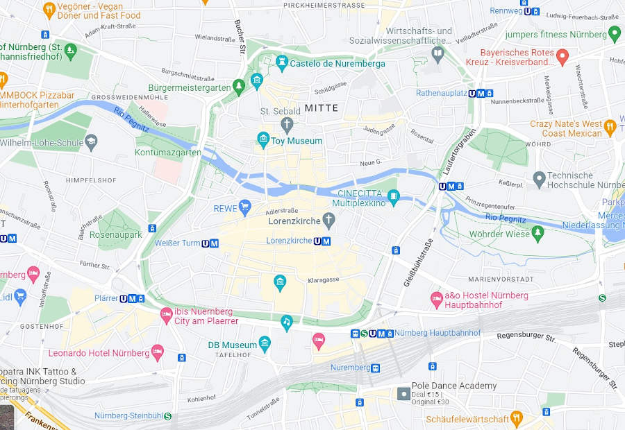 mapa centro nuremberg