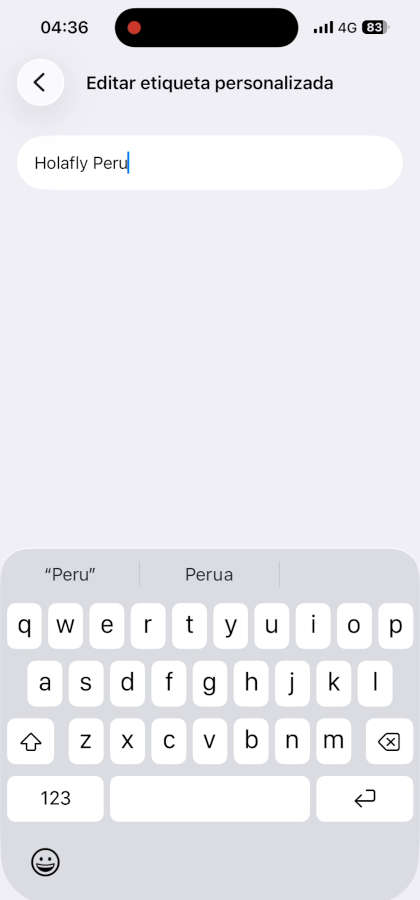 editar etiqueta personalizada iphone